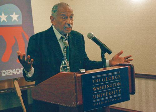 Rep. John Conyers spoke Tuesday night at an event hosted by the College Democrats. Raffaella Giampaolo/Hatchet Photographer