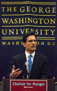 House Majority Leader Eric Cantor speaks at the GW Hillel in 2012. Hatchet File Photo.