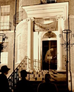 Once a year on Halloween night, tour participants can enter the Octagon House and hear the ghost stories of its historical inhabitants. Photo courtesy of Washington Walks. 