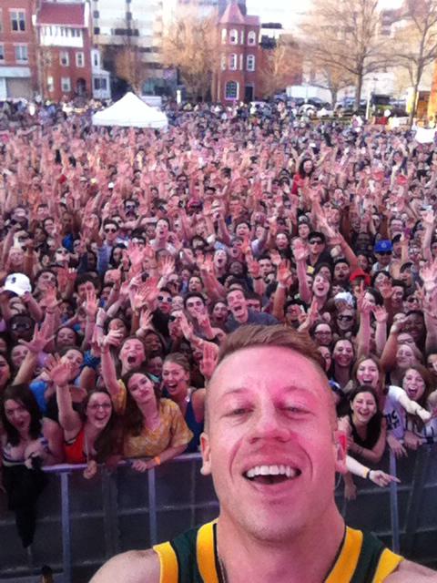 Macklemore selfie at GW Fall Fest 2013. Photo courtesy of Reddit User GWizzle. 
