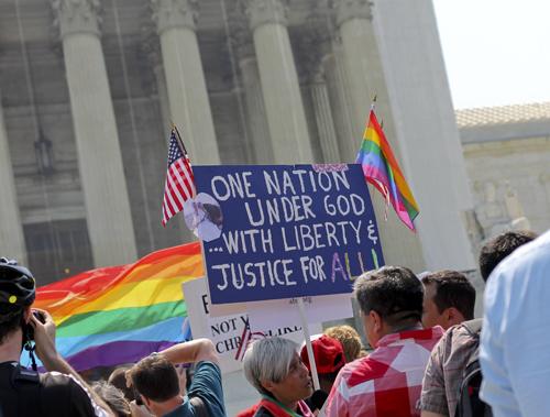 Gay marriage supporters outside the Supreme Court last spring. Hatchet File Photo. 