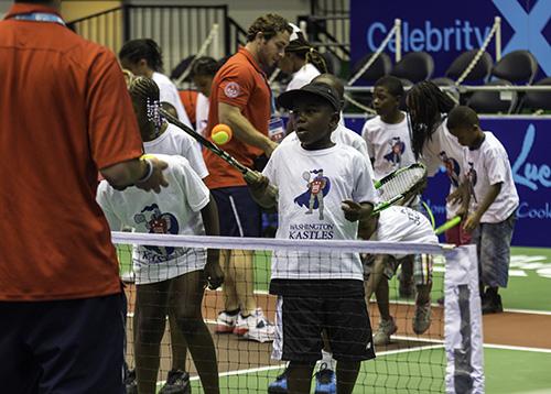 Before the match, the Kastles hosted a tennis clinic for local children. Zach Montellaro | Hatchet Staff Photographer