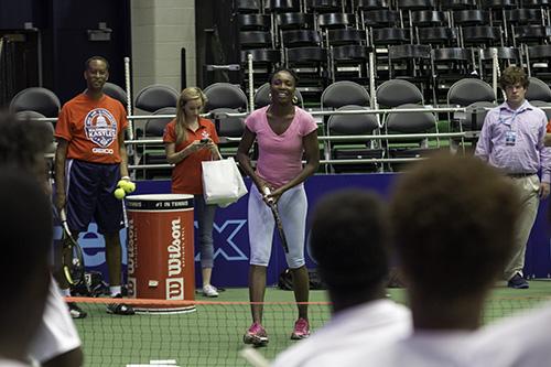 Venus Williams plays tennis with local children at a Kastles-hosted clinic. Zach Montellaro | Hatchet Staff Photographer