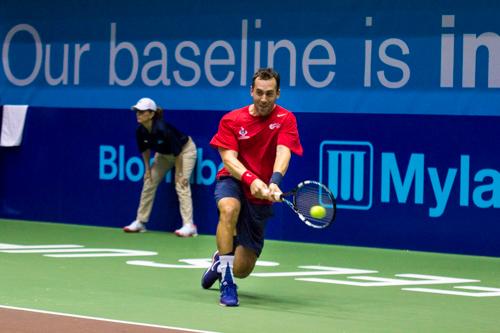 Kastles player Bobby Reynolds fell 3-5 in the men's singles set. Zach Montellaro | Hatchet Staff Photographer