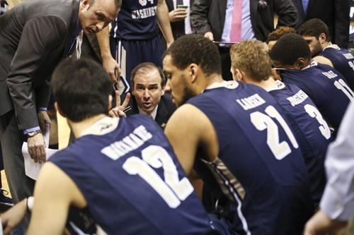 The Colonials won their first NIT game in program history Tuesday, topping Pitt on the road. The NIT is experimenting with a 30-second shot clock in tournament games this year. Dan Rich | Hatchet Photographer. 