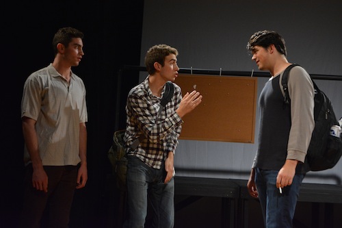 Jon Weigell, left, Jeremy Neff, center, and Tommy Martin act as three of the main male characters in the play adapted from the popular 1999 movie. Madeleine Cook | Hatchet Photographer