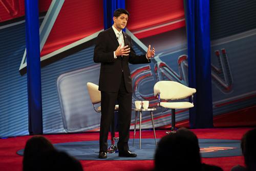 Speaker Paul Ryan spoke at the Jack Morton Auditorium as part of a CNN town hall Thursday evening. Madeline Cook | Hatchet Staff Photographer